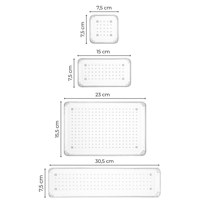 Aberto Design SET7 Organizador de Cajones Transparente